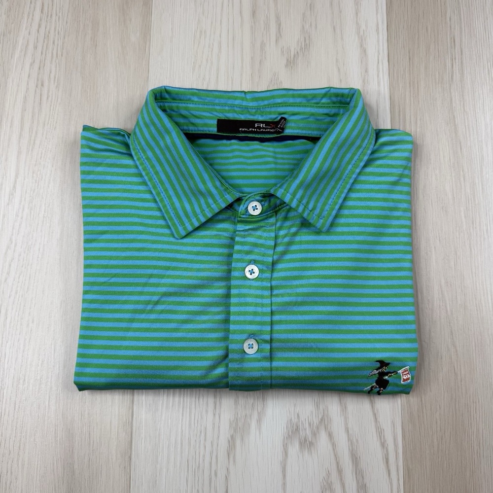 Ralph Lauren RLX Polo Golf Shirt Striped Mens Size L Large The Stanwich Club